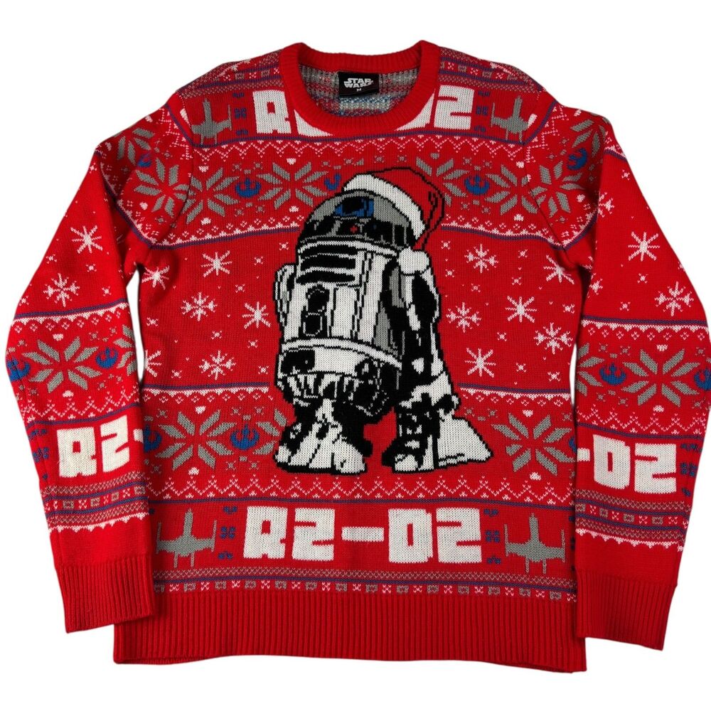 Star Wars R2-D2 Men's Christmas Sweater Size Medium Red Holiday Tacky